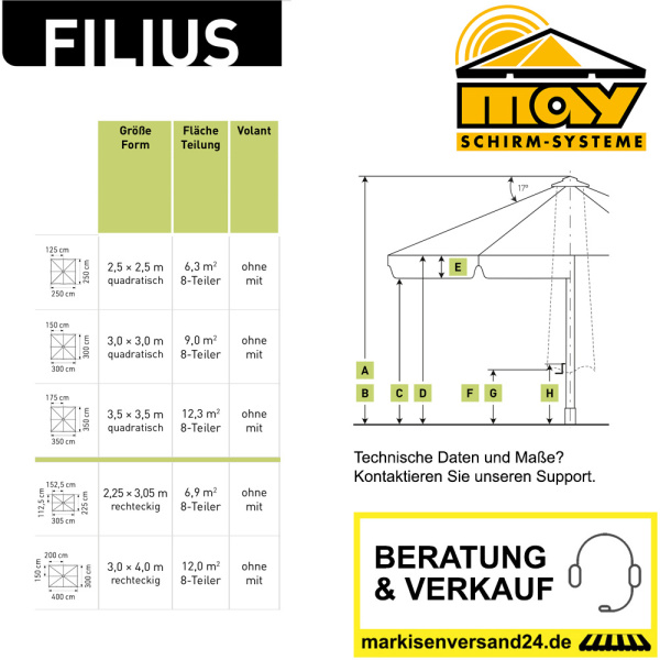 May Filius Schirm Abmessung