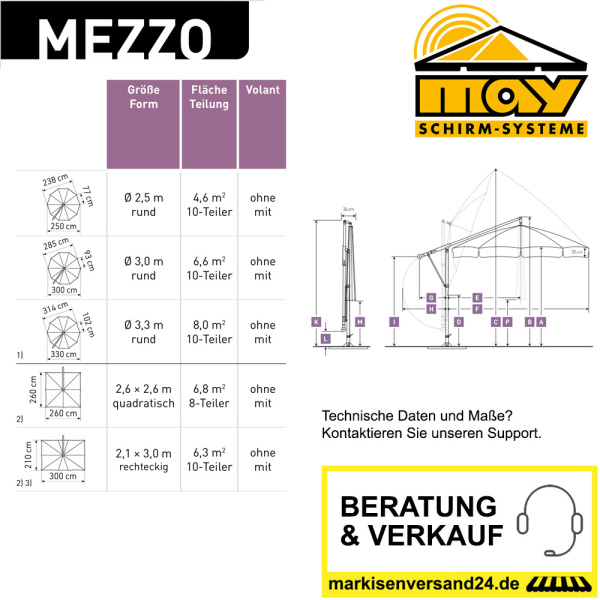 May Mezzo Schirm Groessen
