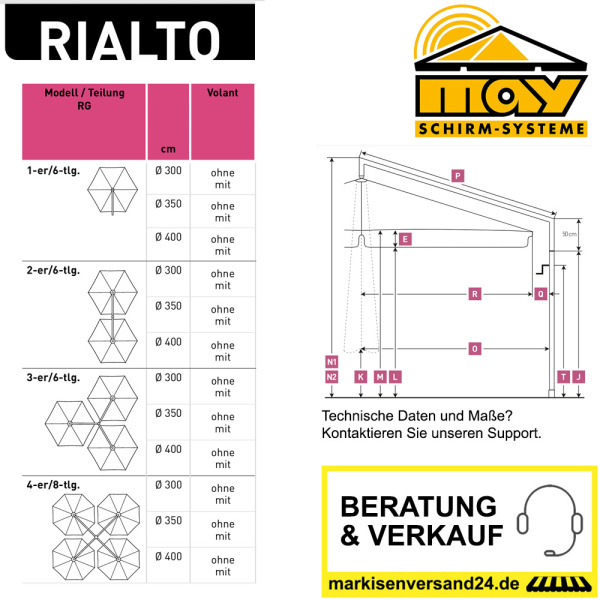 May Rialto Schirm Abmessung