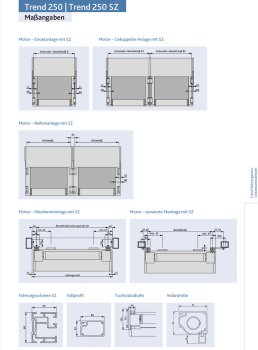 Nova Hüppe T250 SZ Unterdachmarkise Abmessung