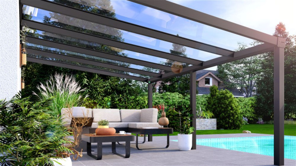 Terrassendach 5 Meter mit Glas bestellen