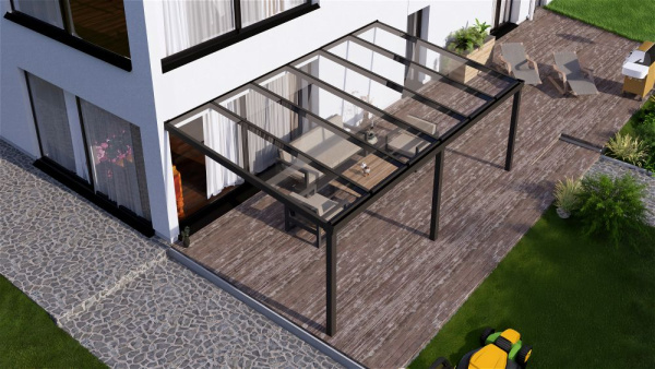 Terrassendach Glas freistehend bestellen 5 Meter