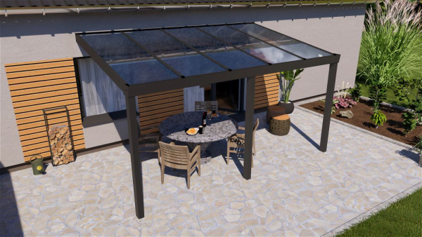 Terrassenüberdachung Polycarbonat freistehend 5 Meter bestellen