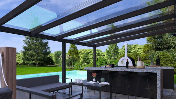 Terrassenüberdachung Polycarbonat freistehend 7 Meter online bestellen