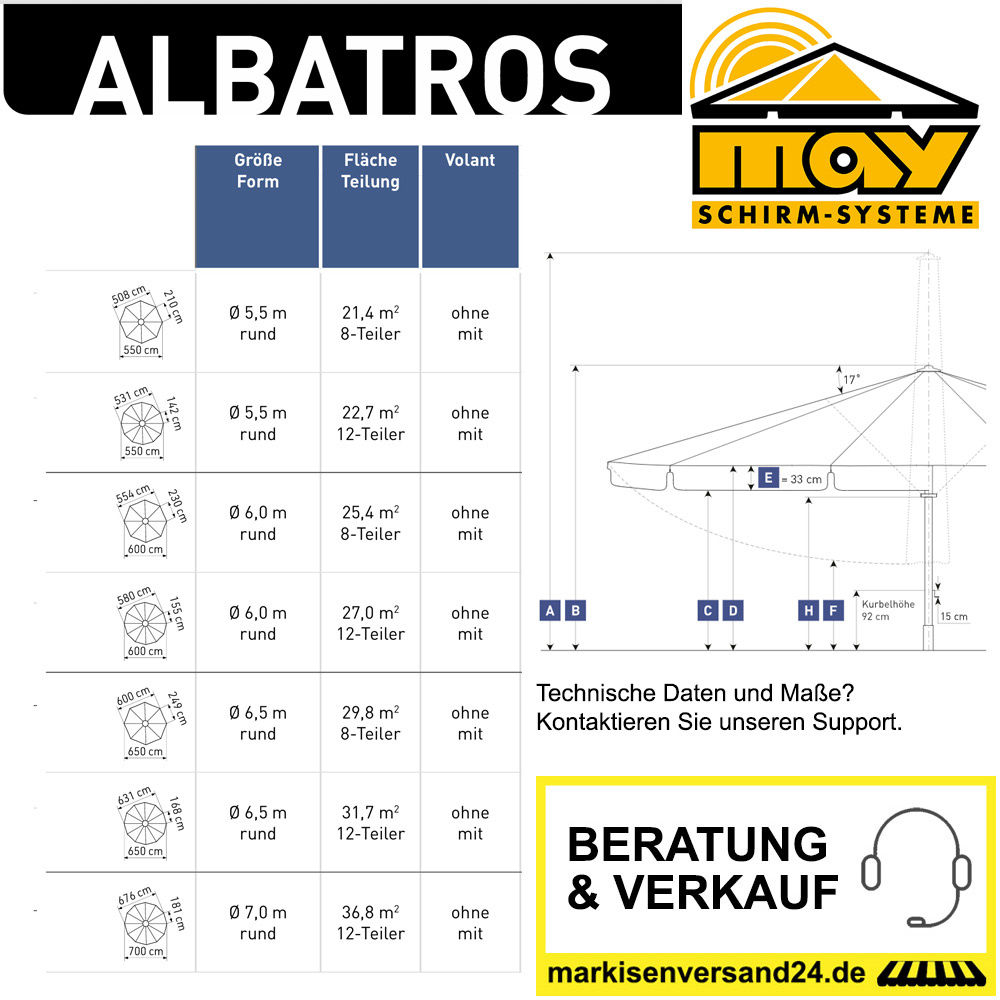 May Albatros Schirm Abmessungen