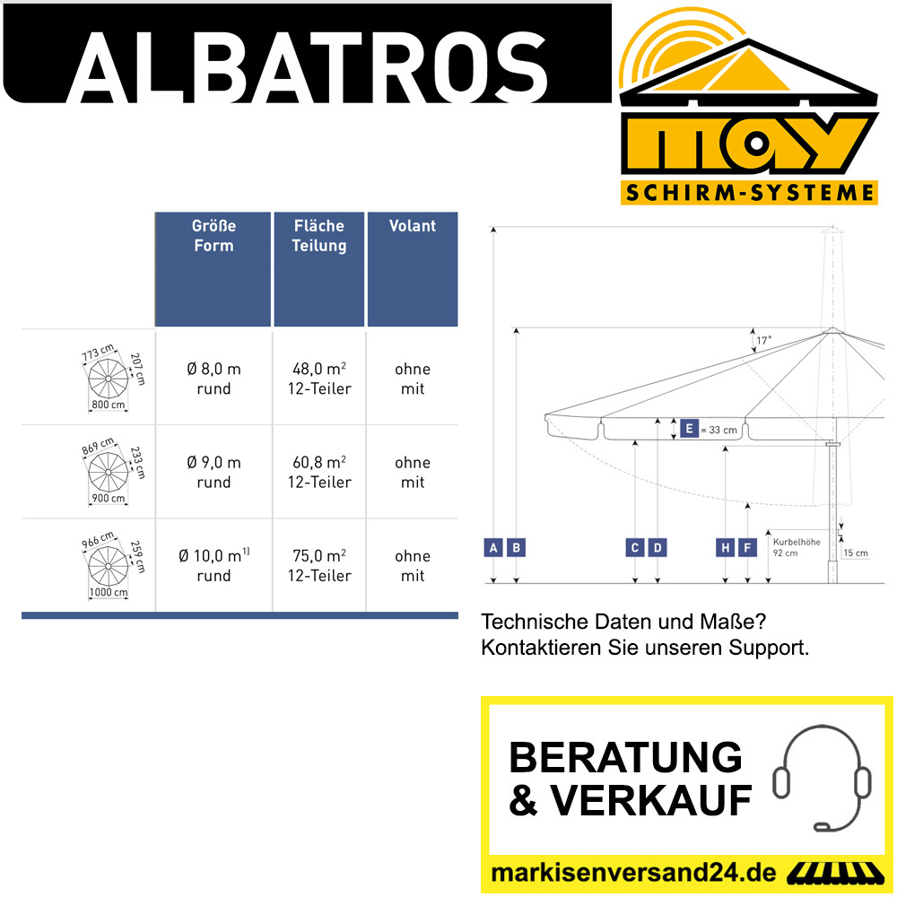 May Albatros Schirm Abmessungen