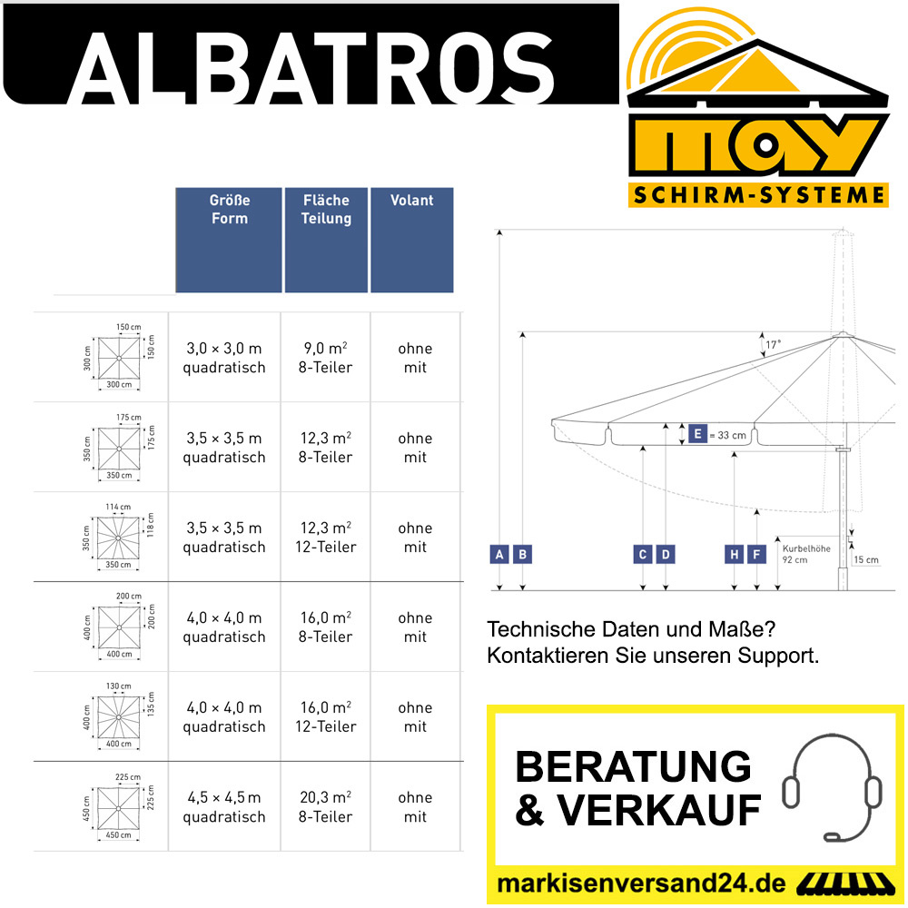 May Albatros Schirm Abmessungen