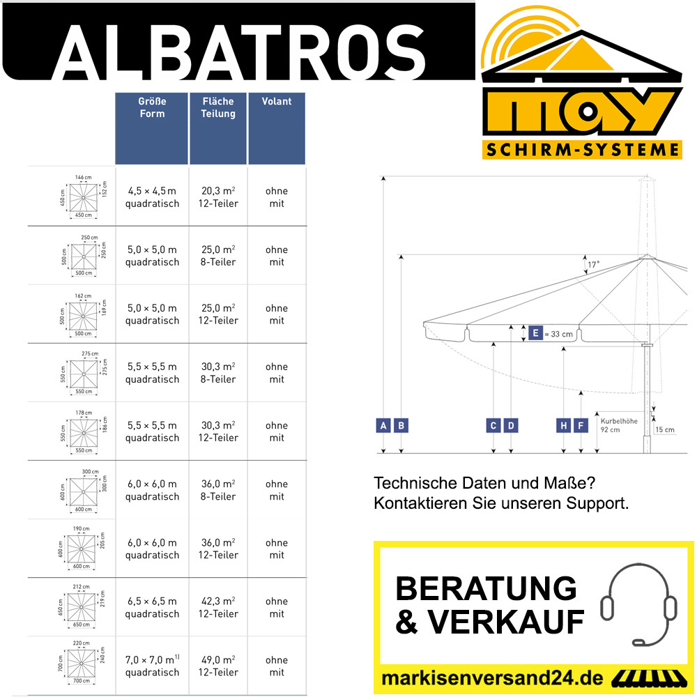 May Albatros Schirm Abmessungen