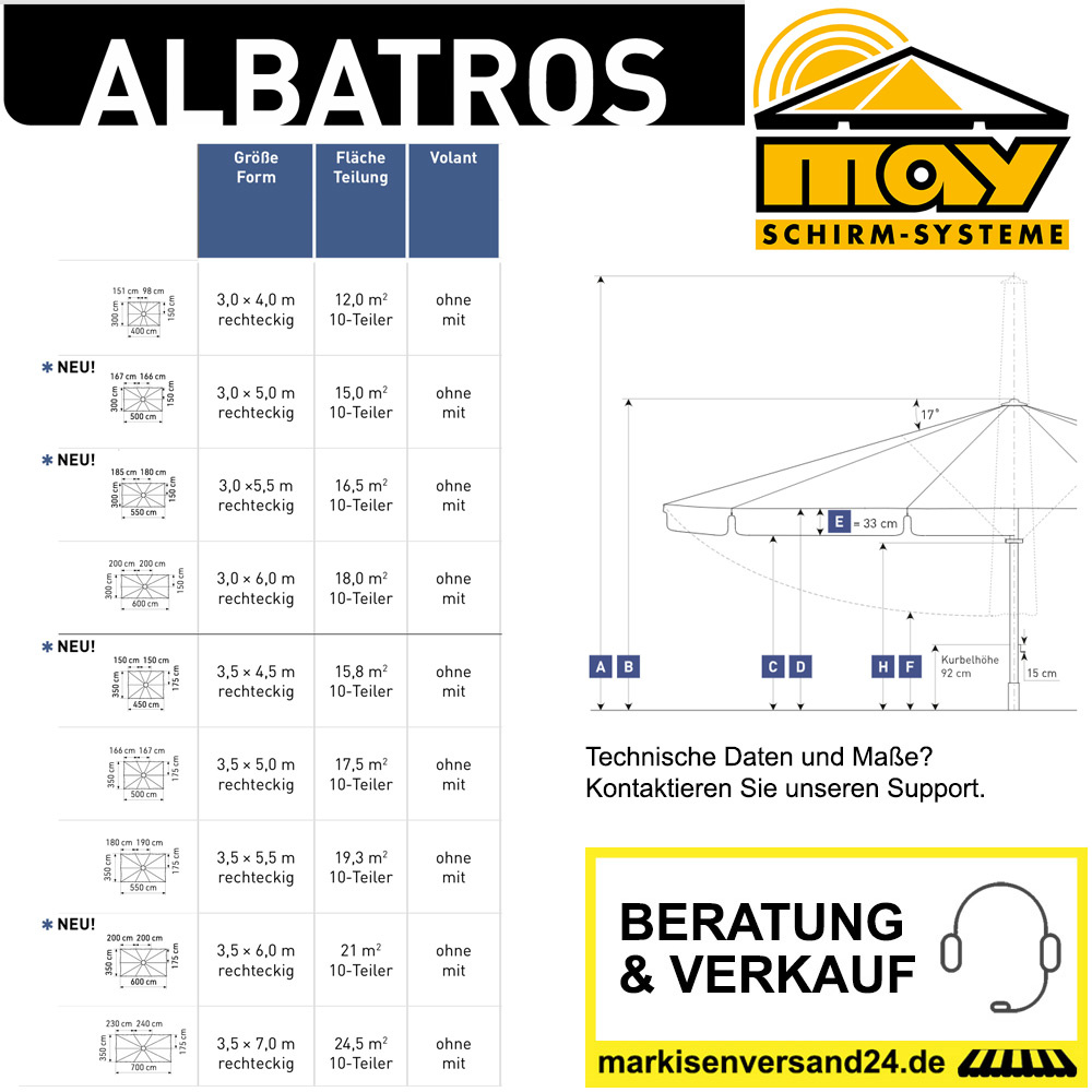 May Albatros Schirm Abmessungen