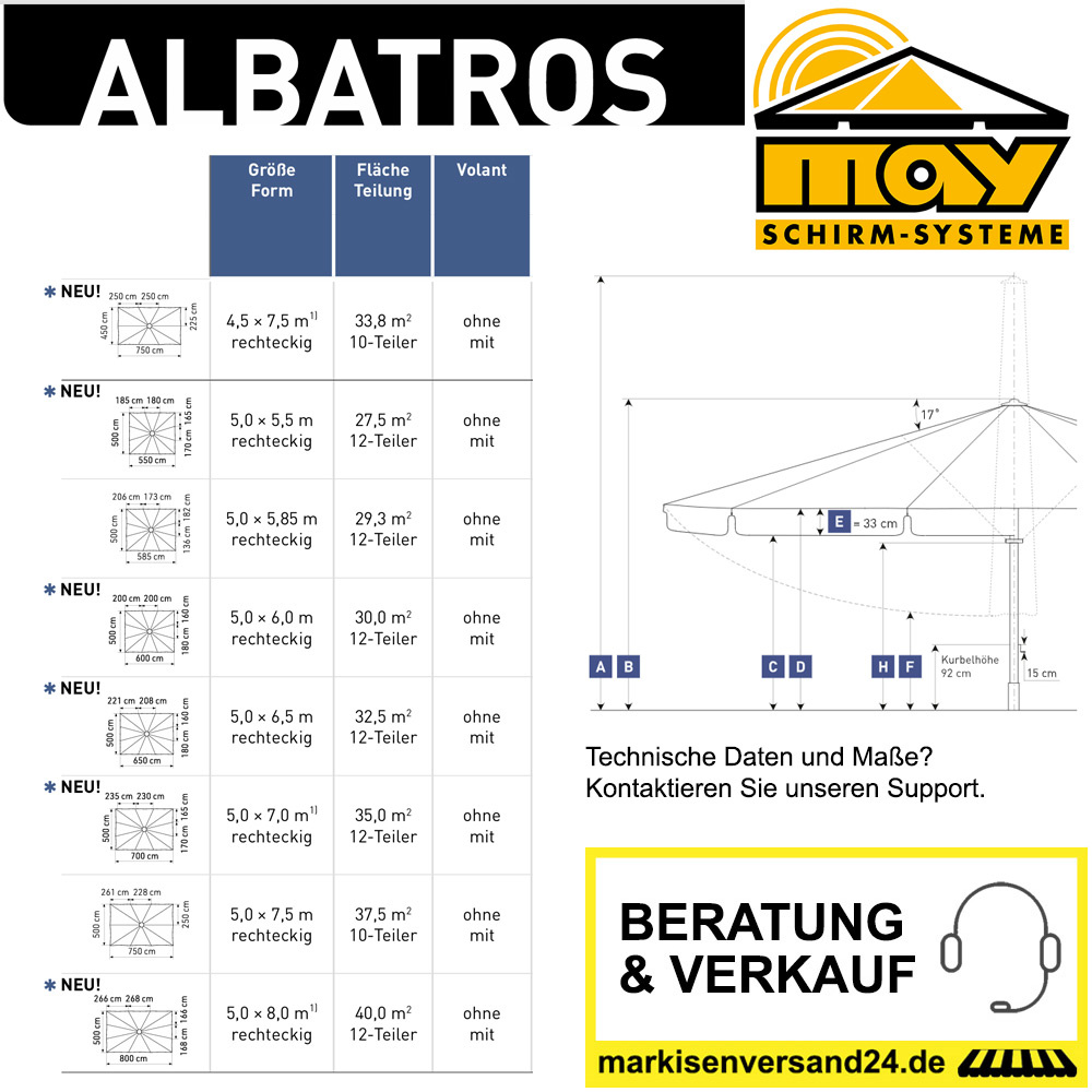 May Albatros Schirm Abmessungen