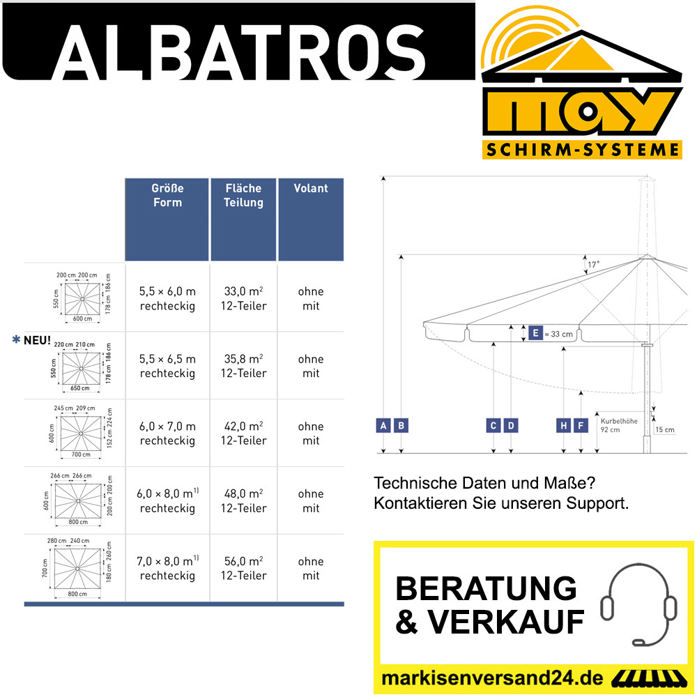 May Albatros Schirm Abmessungen