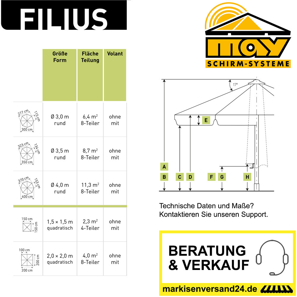 May Filius Schirm Abmessung