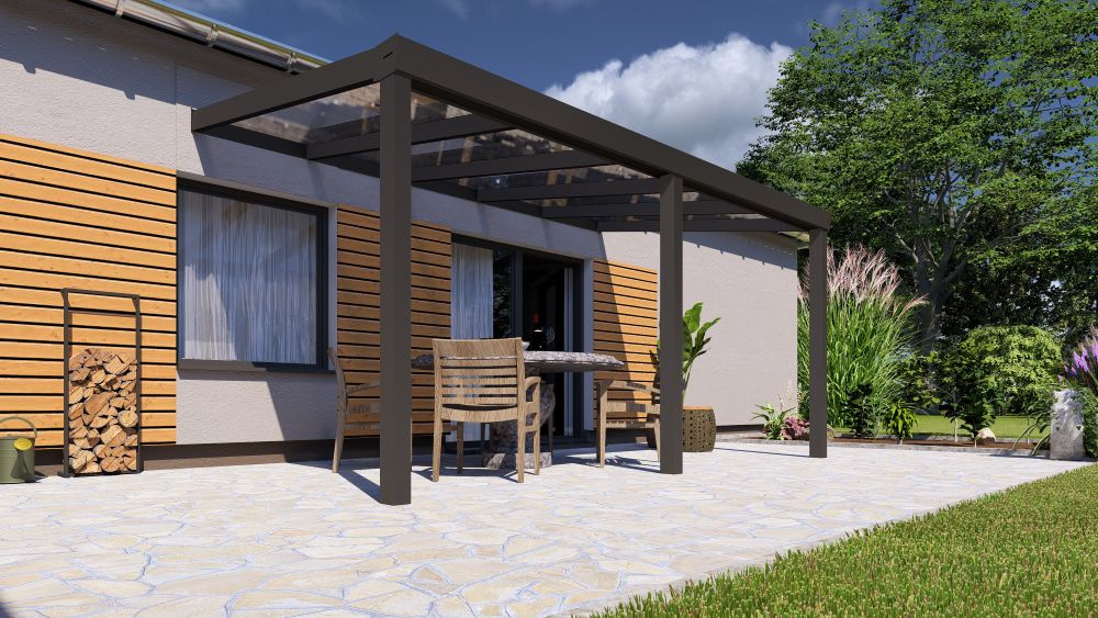 Terrassenüberdachung Polycarbonat freistehend 4 Meter bestellen